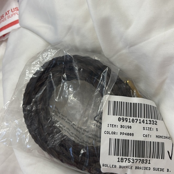 NWT Mens Italian braided-suede roller-buckle belt in Rich Espresso Suede - Picture 4 of 4